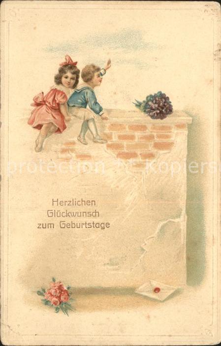 Kinder Child Enfants Geburtstag Mauer Rosen Veilchen Brief L
