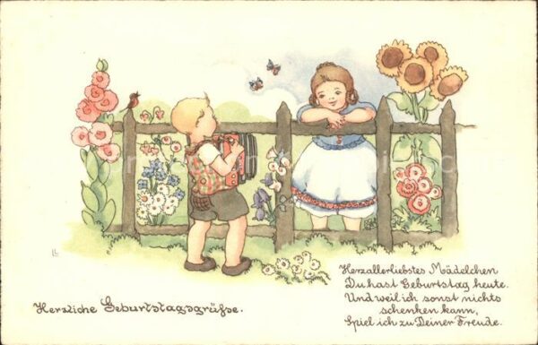 Kinder Child Enfants Geburtstag Handharmonika Gedicht Sonnen