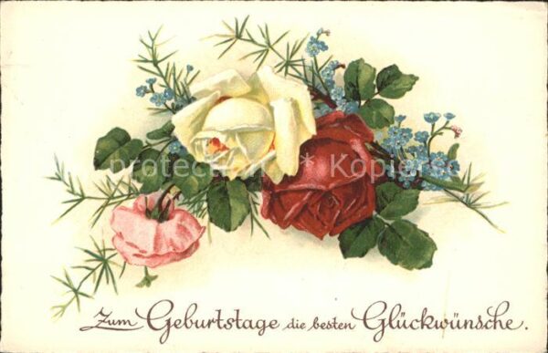 Rosen Glückwunsch Geburtstag Litho
