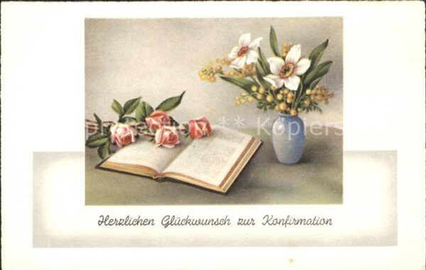 Konfirmation Rosen Narzissen Bibel