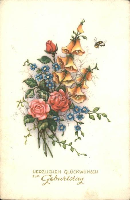 Rosen Vergissmeinnicht Glockenblumen Biene Ge