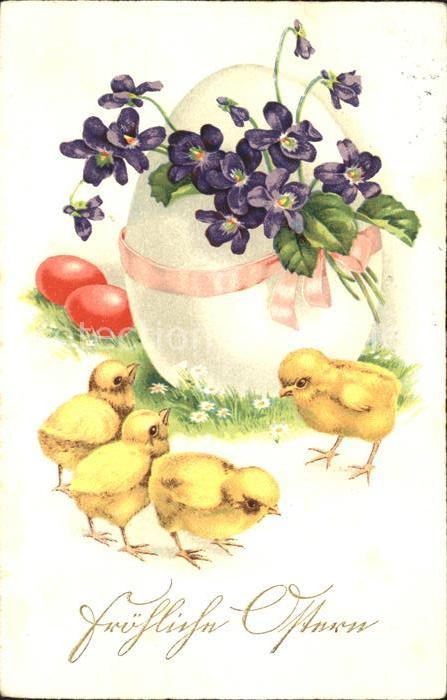 Ostern Easter Paques Küken Veilchen Ostereier