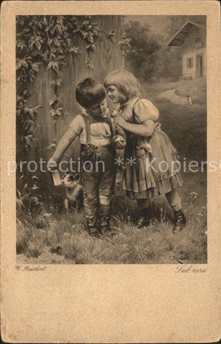 Kinder Child Enfants Katze Künstlerkarte C. Reichert Nr. 260