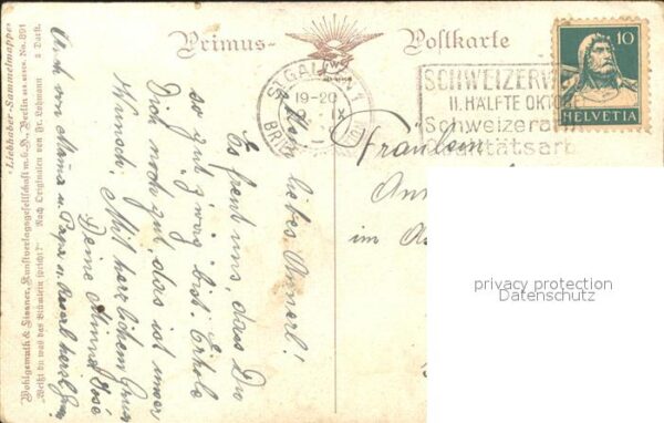 Verlag Primus Nr. 891 Künstlerkarte Fr. Lohmann Vergissme – Bild 2