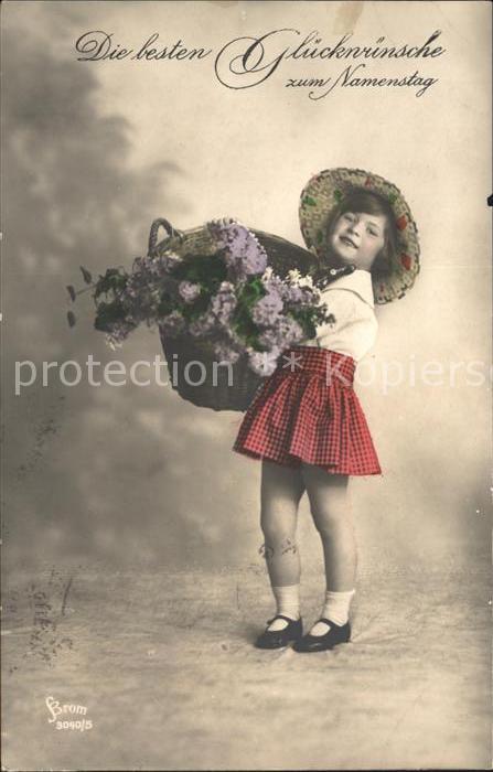 Namenstag Namenskarte Kind Mädchen Blumen Foto-Brom-Nr. 3040/