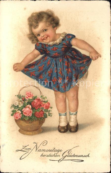 Kinder Child Enfants Mädchen Namenstag Rosen Korb