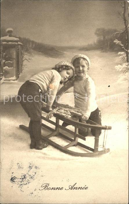 Schlitten Schnee Kinder Neujahr Foto-Amag