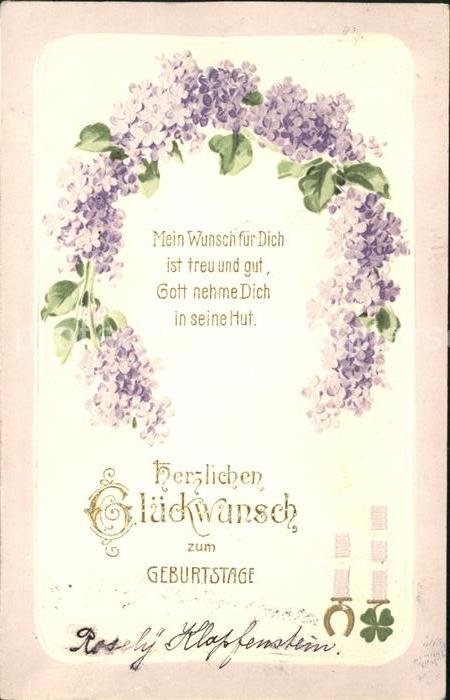 Geburtstag Flieder Gedicht Hufeisen Kleeblatt