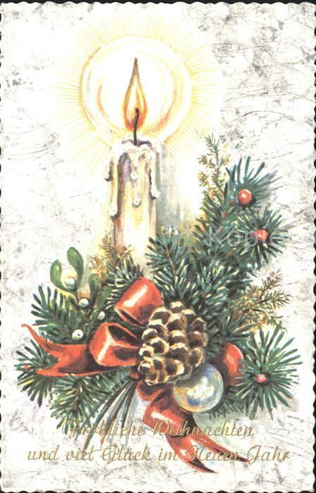 Weihnachten Neujahr Tannenzapfen Kerze Mistel