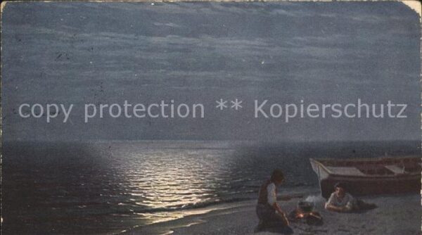 Kuenstlerkarte G. Kalmykoff Fischers Abendbrot
