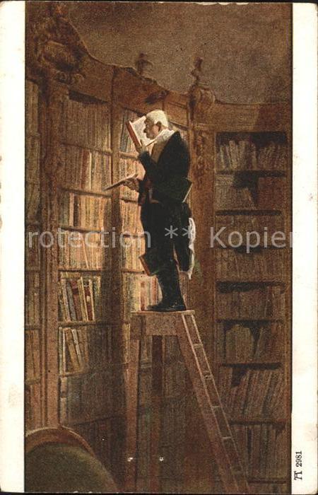 Verlag Ackermann Kuenstlerpostkarte Nr. 2981 Carl Spitzweg Der Bücherwurm Bibli