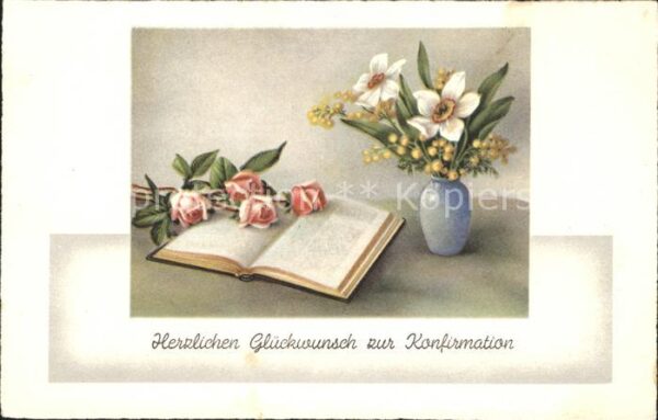 Konfirmation Rosen Narzissen Bibel