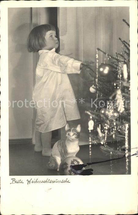 Katzen Kind Weihnachtsbaum Spielball