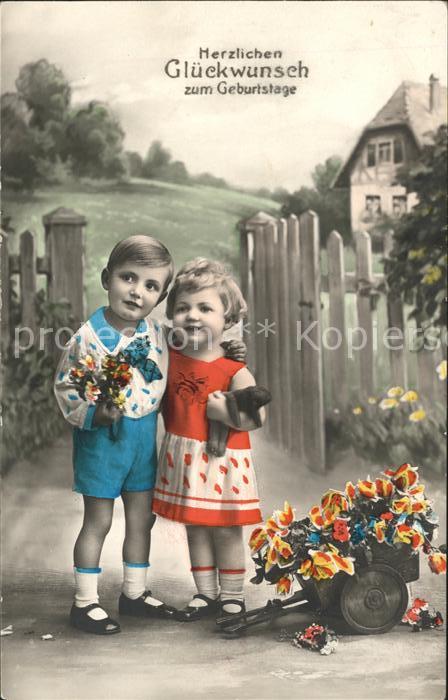 Foto Amag Nr. 64669/5 Kinder Geburtstag Blumen Holzka