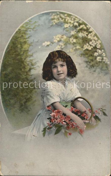 Kinder Child Enfants Mädchen Blumen Korb