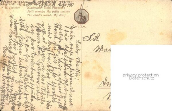 Kuenstlerkarte R. Voelcker Mein Püppchen Nr. 381 Puppe – Bild 2