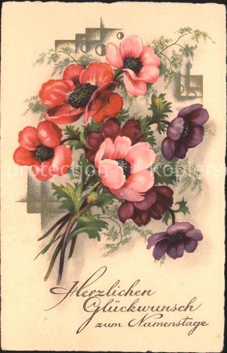 Namenstag Namenskarte Anemonen Verlag-Begro-Special-Nr. 8875