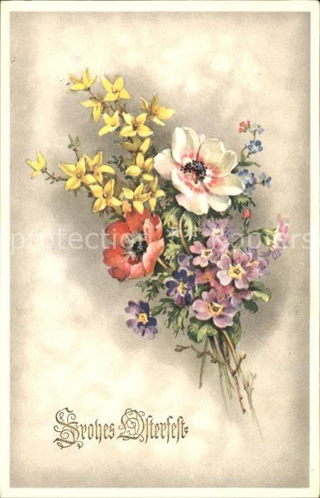 Ostern Easter Paques Anemonen Forsythien Vergissmeinnicht Pr
