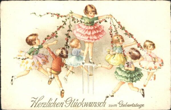 Kinder Child Enfants Geburtstag Karussel Blumen