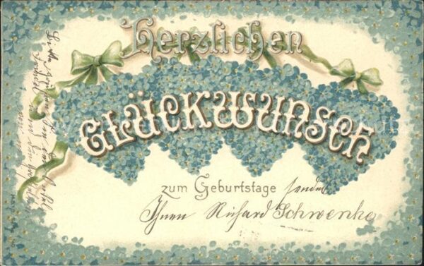 Geburtstag Glückwunsch Herzen Vergissmeinnicht