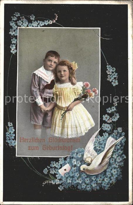 Kinder Child Enfants Geburtstag Blumen Taube Vergissmeinnich