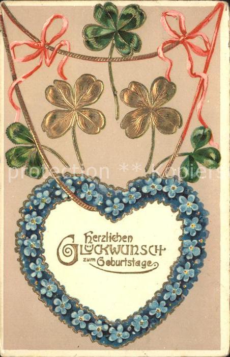 Geburtstag Kleeblätter Vergissmeinnicht Herz