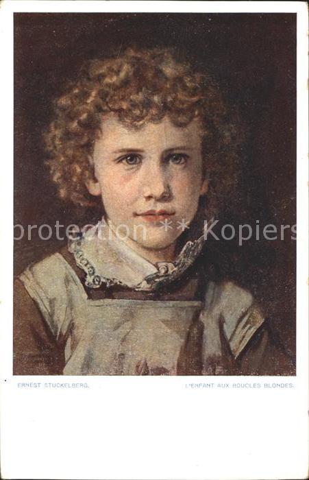 Kuenstlerkarte Ernest Stückelberg L'Enfant aux boucles