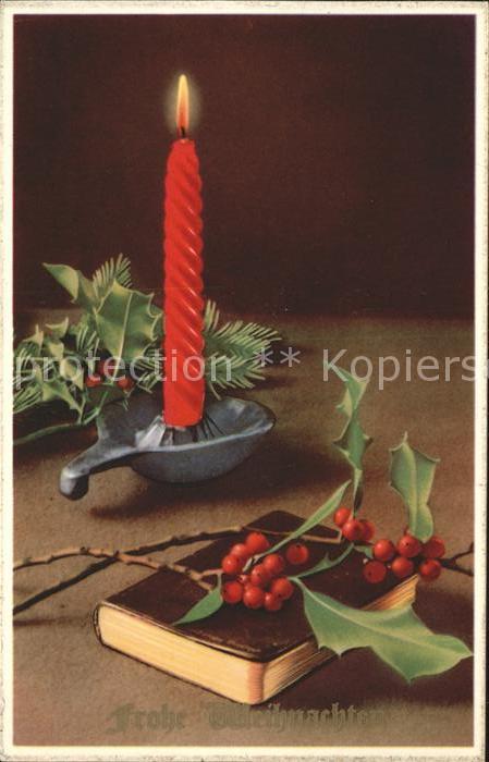 Weihnachten Kerze Bibel Stechpalme