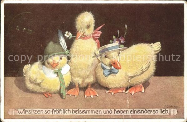 Vermenschlicht Entenküken F. Jüchtzer Krawatte Feder
