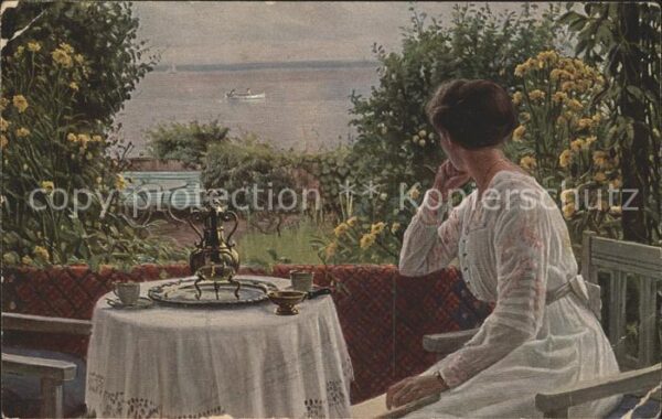 Kuenstlerkarte Sigvard Hansen Sommertag am Sund