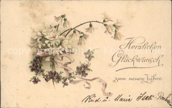 Neujahr Veilchen Litho