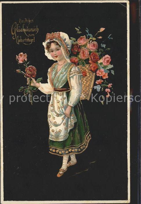 Kinder Child Enfants Tracht Rosen Geburtstag