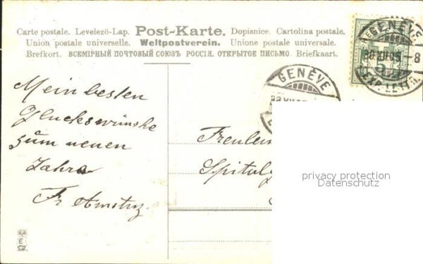 Datumskarte 1 Janvier Kleeblätter Veilchen Herze – Bild 2