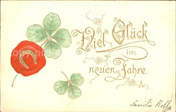 Neujahr Klee Hufeisen Siegel