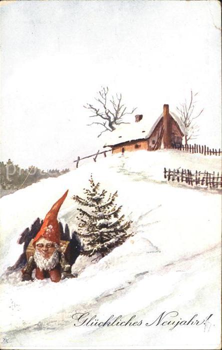 Zwerge Dwarfs Nains Neujahr
