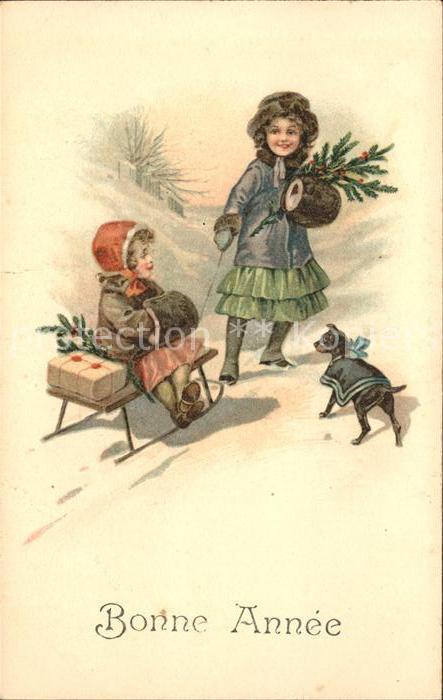 Hunde Schlitten Kinder Muff Geschenk Neujahr