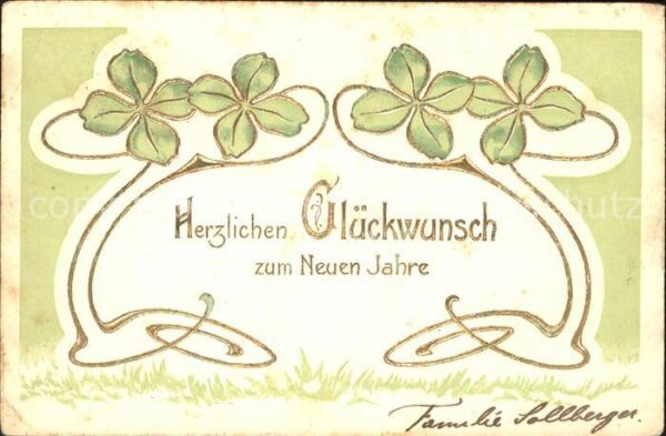 Neujahr Glückwunsch Kleeblätter