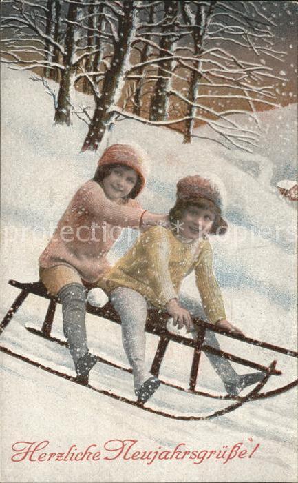 Schlitten Schnee Kinder Neujahr