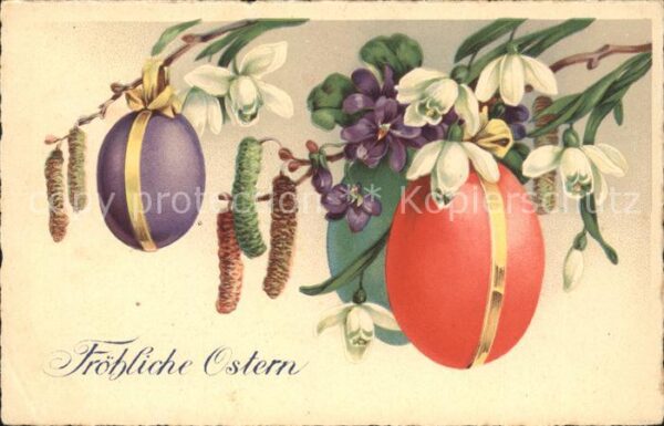 Ostern Easter Paques Ostereier Schneeglöckchen Veilchen Weid