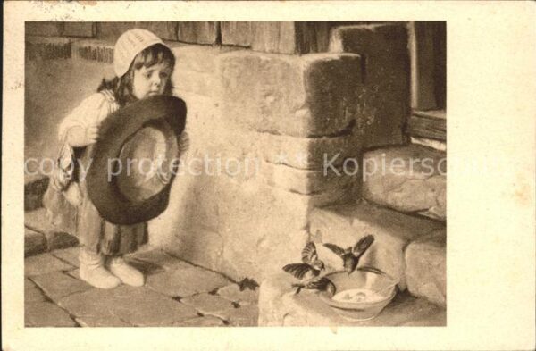 Kinder Child Enfants Mädchen Vögel fangen Hut