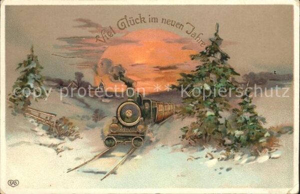 Lokomotive Neujahr EAS-Verlag Litho