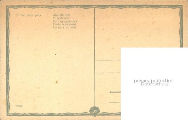 Kuenstlerkarte B. Genzmer Abendfriede Nr. 2686 Fischer – Bild 2