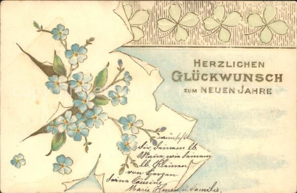 Neujahr Vergissmeinnicht Kleeblätter