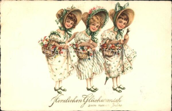 Hutmode Kinder Mädchen Blumen Neujahr