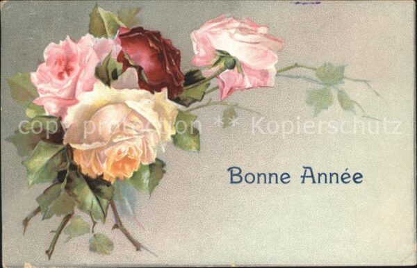 Rosen Neujahr Litho