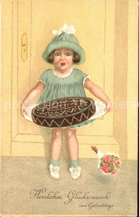 Geburtstag Kind Mädchen Torte Rosen Hutmode