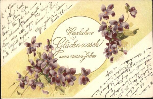Neujahr Veilchen Litho