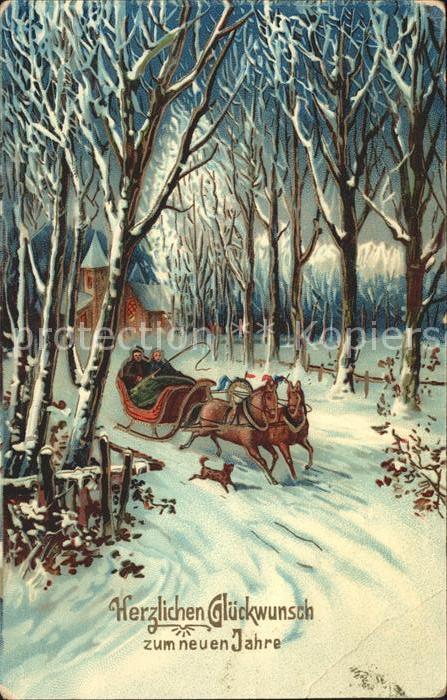 Schlitten Schnee Pferdeschlitten Neujahr Hund Wald