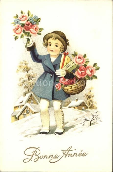 Kinder Child Enfants Mädchen Rosen Geschenke Neujahr