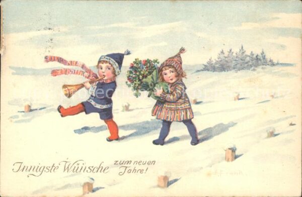 Kinder Child Enfants Wintermode Trompete Blumen Neujahr
